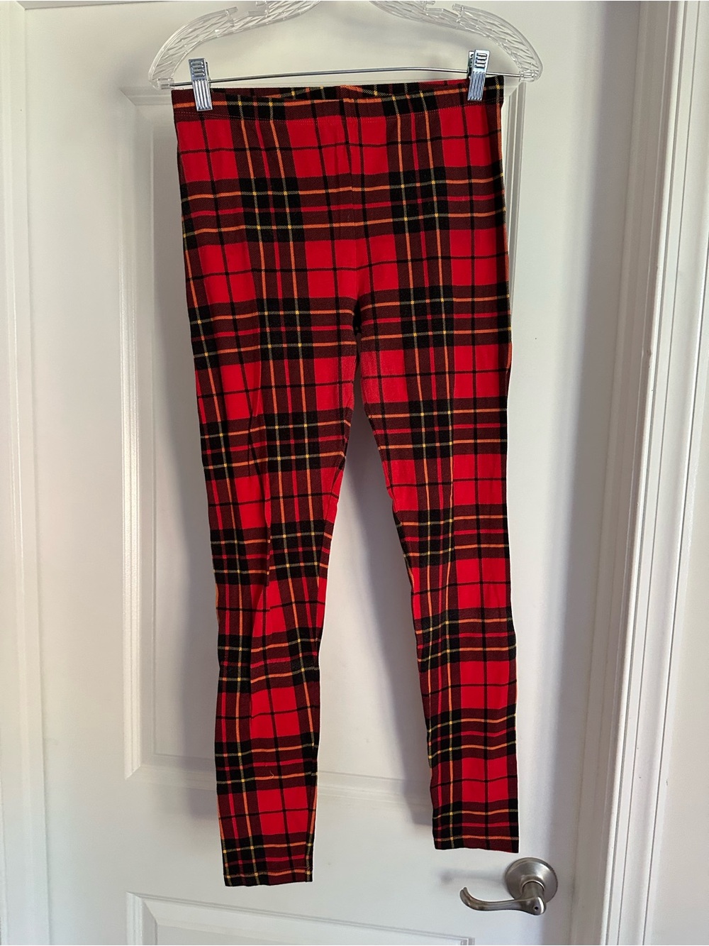 Women’s Red Plaid Stretch Leggings